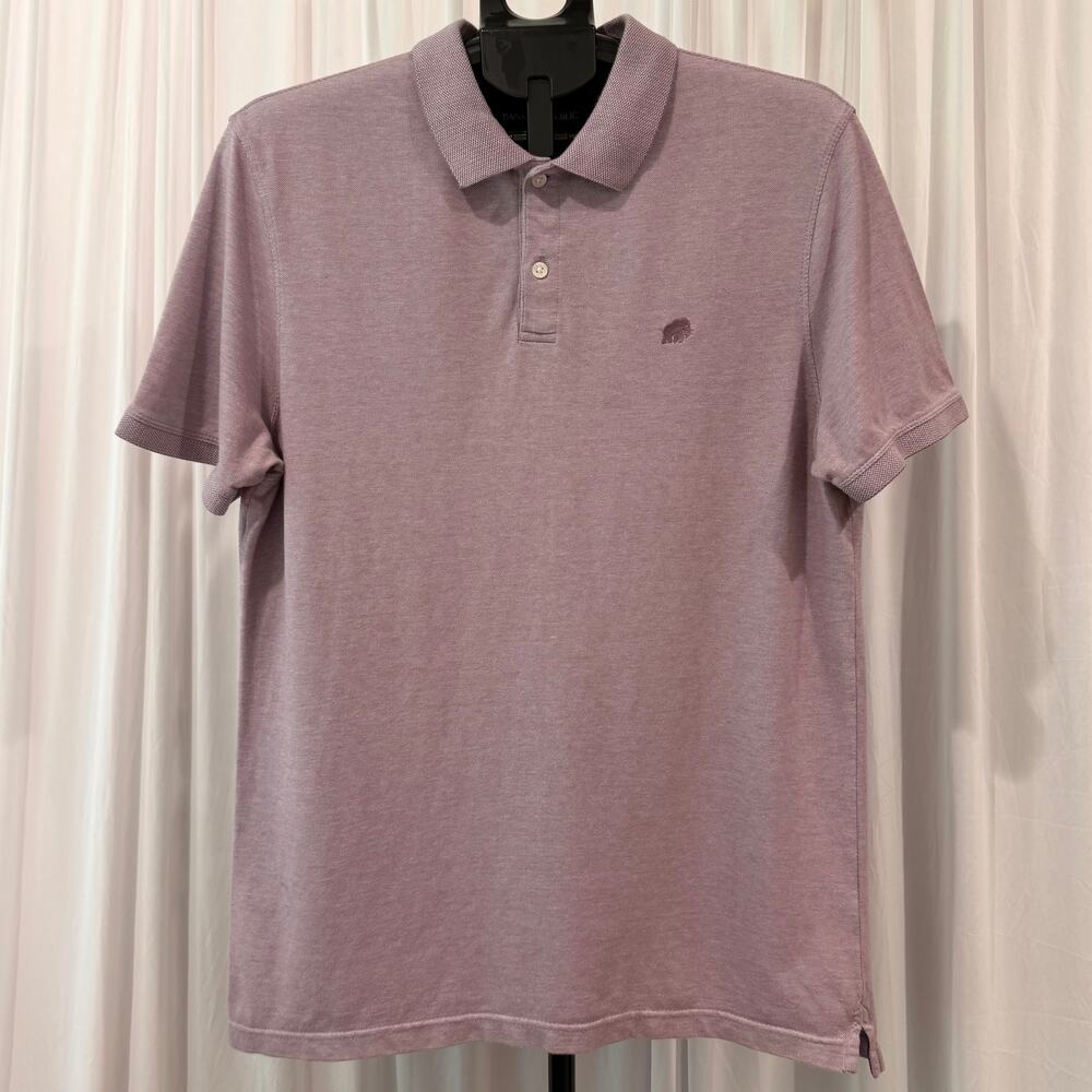 Banana Republic Men's Organic Cotton Pique Polo Size L Shirt Lilac Short Sleeve